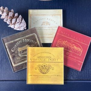 Glass Vineyard theme wine coasters